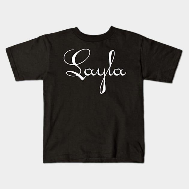 Pick your name. Layla Kids T-Shirt by CatCoconut-Art